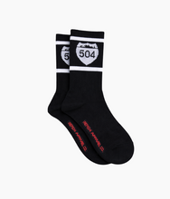 Load image into Gallery viewer, 504 Shield Crew Socks - Black/White
