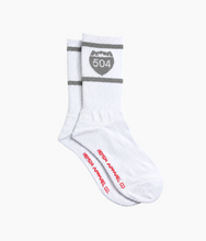 Load image into Gallery viewer, 504 Shield Crew Socks - White/Cool Grey
