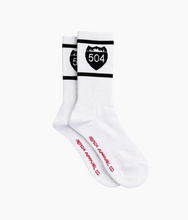 Load image into Gallery viewer, 504 Shield Crew Socks - White/Black
